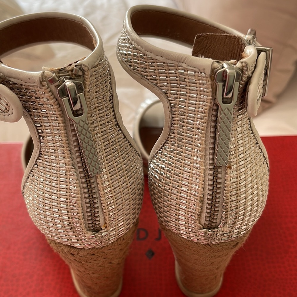 Donald J. Pliner White Metallic Wedge Sandals - Picture 11 of 16